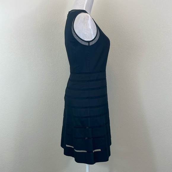 Ann Taylor black mesh panel sleeveless a line dress size 0P - Picture 2 of 8